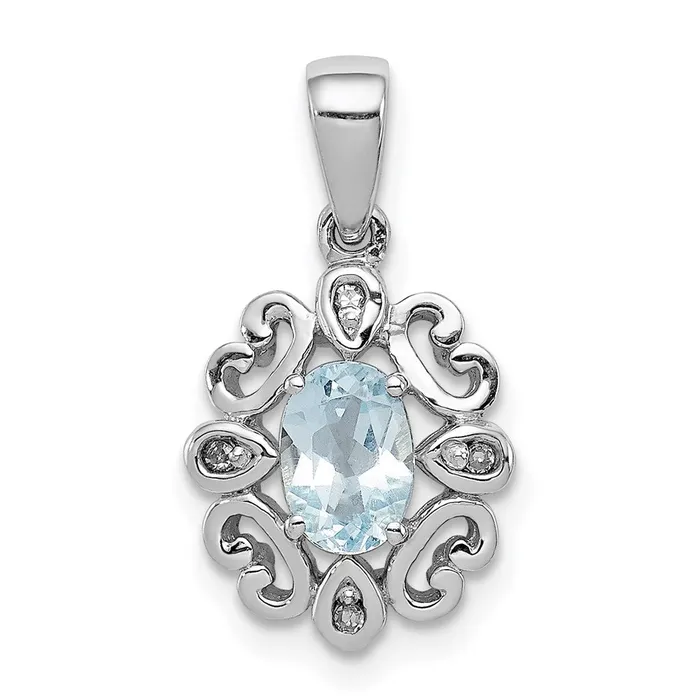 Necklaces Goldia Sterling Silver Rhodium Plated Diamond u0026 Sky Blue Topaz Oval Pendant Necklaces Goldia Sterling Silver Rhodium Plated Diamond u0026 Sky Blue Topaz Oval Pendant