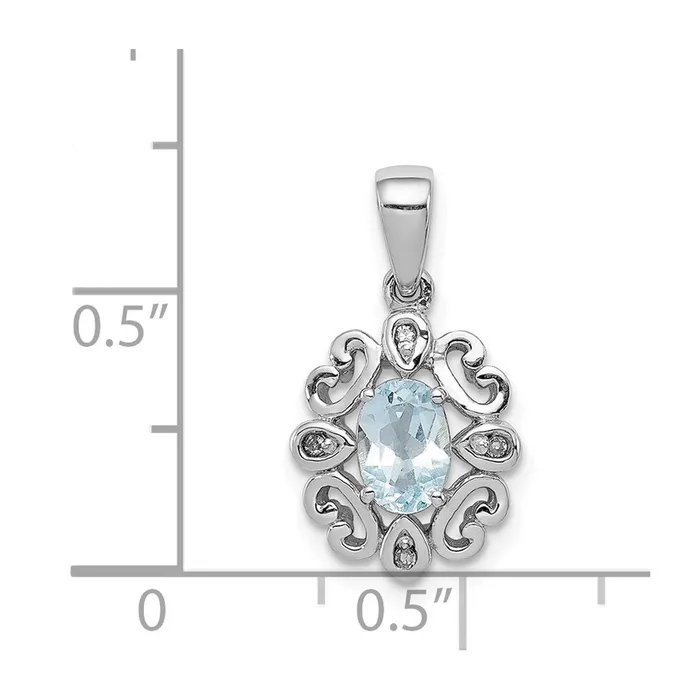 Necklaces Goldia Sterling Silver Rhodium Plated Diamond u0026 Sky Blue Topaz Oval Pendant