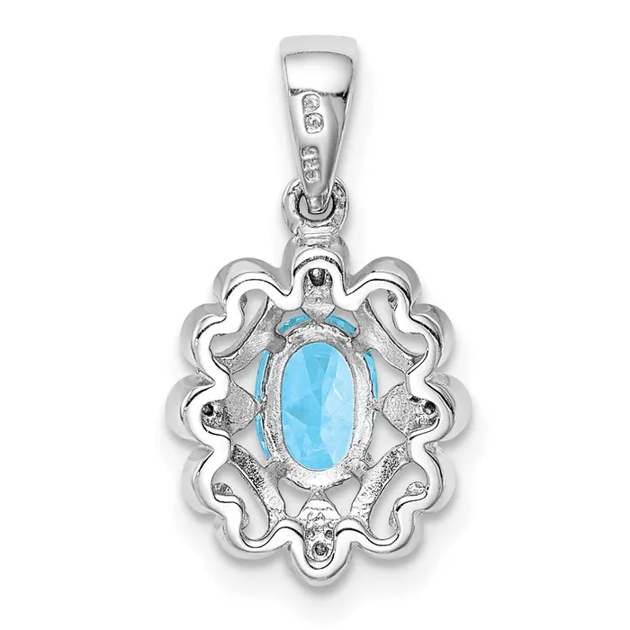 Necklaces Goldia Sterling Silver Rhodium Plated Diamond u0026 Sky Blue Topaz Oval Pendant