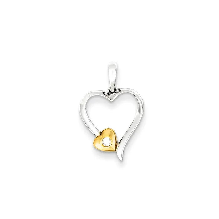 Necklaces Goldia Sterling Silver u0026 14k Goldplated Diamond Heart Pendant