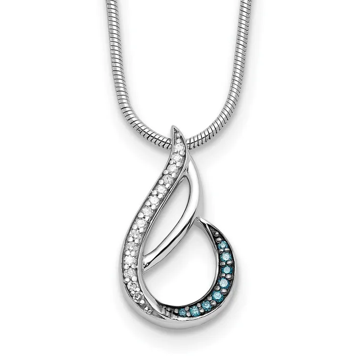 Necklaces Goldia White Night Sterling Silver Rhodiumplated Blue and White Diamond Teardrop 18 Inch Necklace with 2 Inch Extender