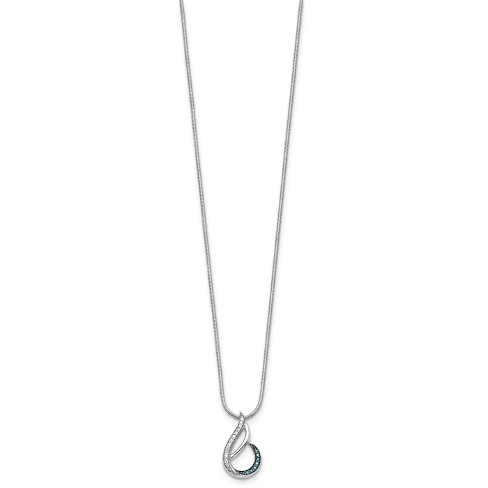 Necklaces Goldia White Night Sterling Silver Rhodiumplated Blue and White Diamond Teardrop 18 Inch Necklace with 2 Inch Extender