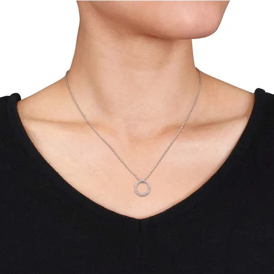 Necklaces JMS always Original AMOUR 13 CT TW Diamond Circle Pendant with Chain In Sterling Silver Necklaces JMS always Original AMOUR 13 CT TW Diamond Circle Pendant with Chain In Sterling Silver