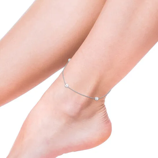 Necklaces JMS always Original Amour 6mm Ball Station Chain Anklet with Sterling Silver Lobster Clasp 9 in Necklaces JMS always Original Amour 6mm Ball Station Chain Anklet with Sterling Silver Lobster Clasp 9 in