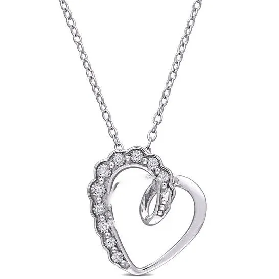 Necklaces JMS always Original AMOUR Diamondaccent Heart Pendant with Chain In Sterling Silver Necklaces JMS always Original AMOUR Diamondaccent Heart Pendant with Chain In Sterling Silver