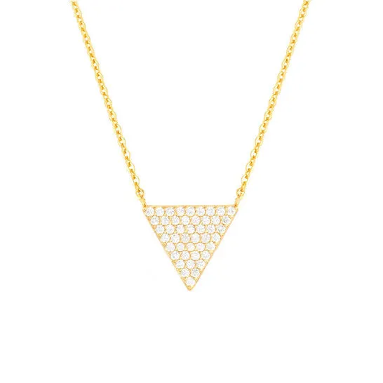 Necklaces JMS always Original Elegant Confetti Womens 18K Yellow Gold Plated CZ Simulated Diamond Pave Triangle Pendant Necklace Necklaces JMS always Original Elegant Confetti Womens 18K Yellow Gold Plated CZ Simulated Diamond Pave Triangle Pendant Necklace