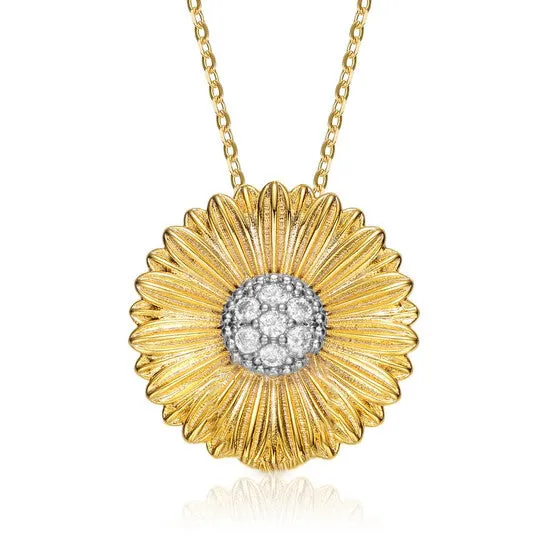 Necklaces JMS always Original Rachel Glauber Rhodium and 14K Gold Plated Cubic Zirconia Floral Pendant Necklace Necklaces JMS always Original Rachel Glauber Rhodium and 14K Gold Plated Cubic Zirconia Floral Pendant Necklace