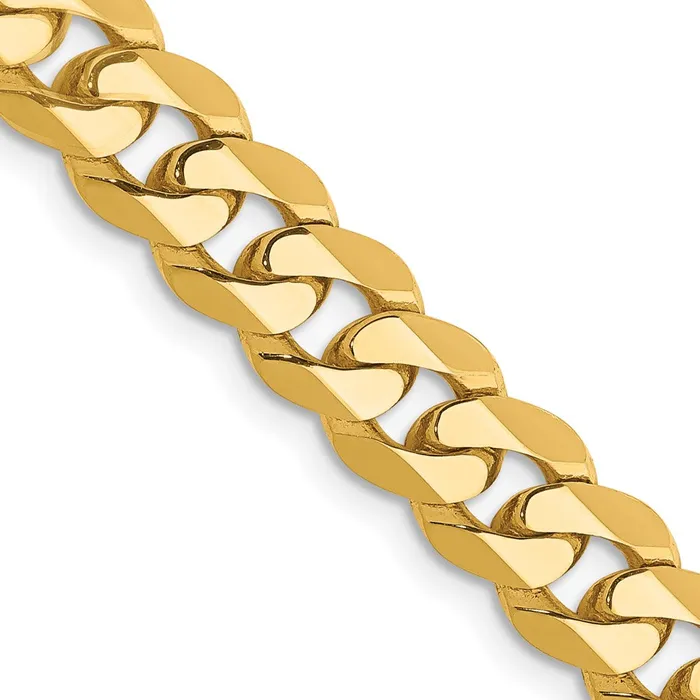 Necklaces MDS Solid 14K Yellow Gold 22 inch 725mm Flat Beveled Curb with Lobster Clasp Chain Necklace