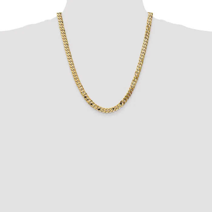 Necklaces MDS Solid 14K Yellow Gold 22 inch 725mm Flat Beveled Curb with Lobster Clasp Chain Necklace Necklaces MDS Solid 14K Yellow Gold 22 inch 725mm Flat Beveled Curb with Lobster Clasp Chain Necklace