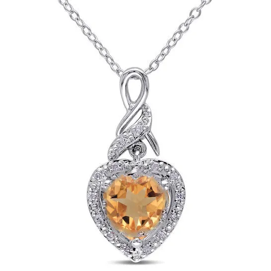 Necklaces Original AMOUR Diamond and Citrine Heart Twist Pendant with Chain In Sterling Silver JMS always Necklaces Original AMOUR Diamond and Citrine Heart Twist Pendant with Chain In Sterling Silver JMS always