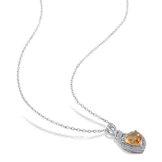 Necklaces Original AMOUR Diamond and Citrine Heart Twist Pendant with Chain In Sterling Silver JMS always Necklaces Original AMOUR Diamond and Citrine Heart Twist Pendant with Chain In Sterling Silver JMS always