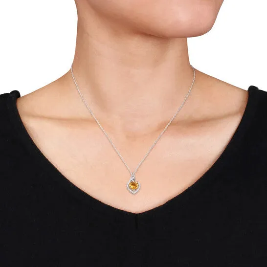 Necklaces Original AMOUR Diamond and Citrine Heart Twist Pendant with Chain In Sterling Silver JMS always Necklaces Original AMOUR Diamond and Citrine Heart Twist Pendant with Chain In Sterling Silver JMS always