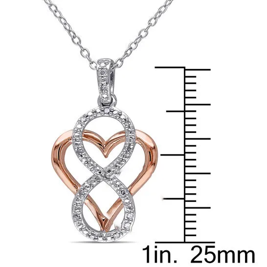 Necklaces Original AMOUR Diamond Infinity Heart Pendant with Chain In 2Tone Pink and White Sterling Silver JMS always Necklaces Original AMOUR Diamond Infinity Heart Pendant with Chain In 2Tone Pink and White Sterling Silver JMS always