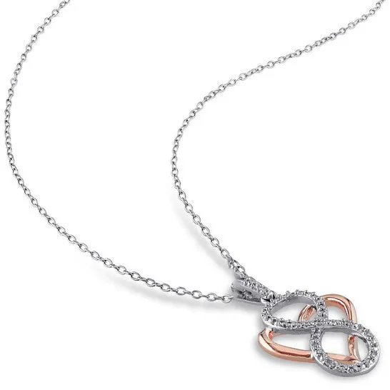 Necklaces Original AMOUR Diamond Infinity Heart Pendant with Chain In 2Tone Pink and White Sterling Silver JMS always Necklaces Original AMOUR Diamond Infinity Heart Pendant with Chain In 2Tone Pink and White Sterling Silver JMS always