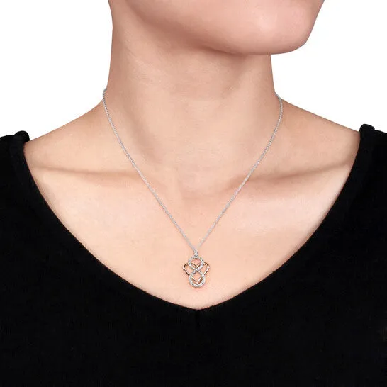Necklaces Original AMOUR Diamond Infinity Heart Pendant with Chain In 2Tone Pink and White Sterling Silver JMS always Necklaces Original AMOUR Diamond Infinity Heart Pendant with Chain In 2Tone Pink and White Sterling Silver JMS always
