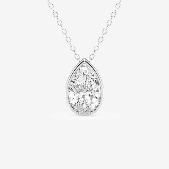 Necklaces Original Brilliant Diamond 200 cttw 14KT White Gold Bezel Setting PearCut Lab Grown Diamond Pendant Necklace for WomenVS2 JMS always Necklaces Original Brilliant Diamond 200 cttw 14KT White Gold Bezel Setting PearCut Lab Grown Diamond Pendant Necklace for WomenVS2 JMS always