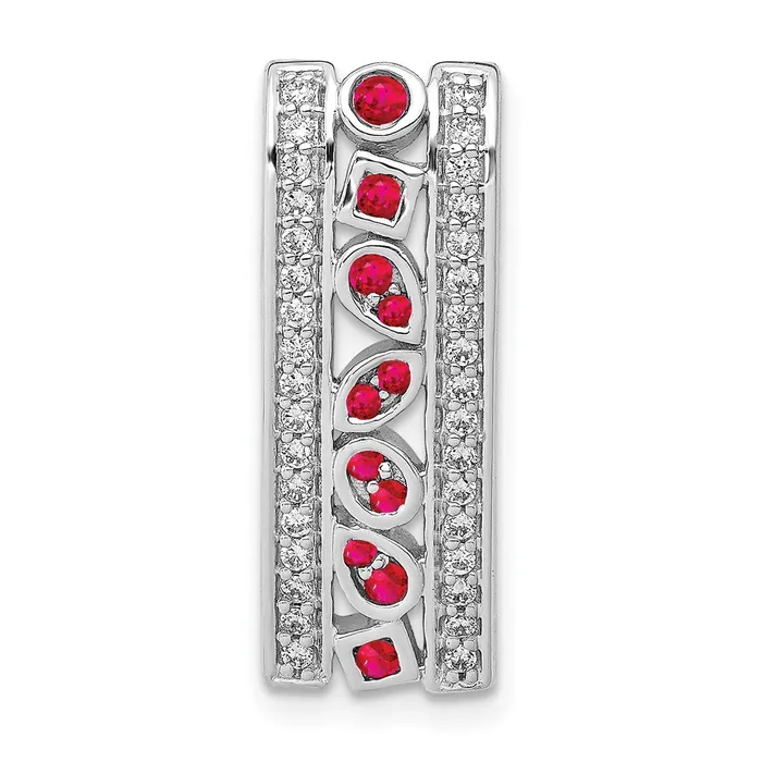 Necklaces Solid 14k White Gold Simulated CZ and 24 Ruby Fancy Chain Slide Goldia Necklaces Solid 14k White Gold Simulated CZ and 24 Ruby Fancy Chain Slide Goldia
