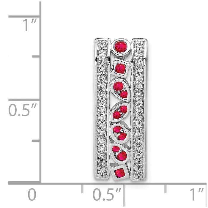Necklaces Solid 14k White Gold Simulated CZ and 24 Ruby Fancy Chain Slide Goldia Necklaces Solid 14k White Gold Simulated CZ and 24 Ruby Fancy Chain Slide Goldia