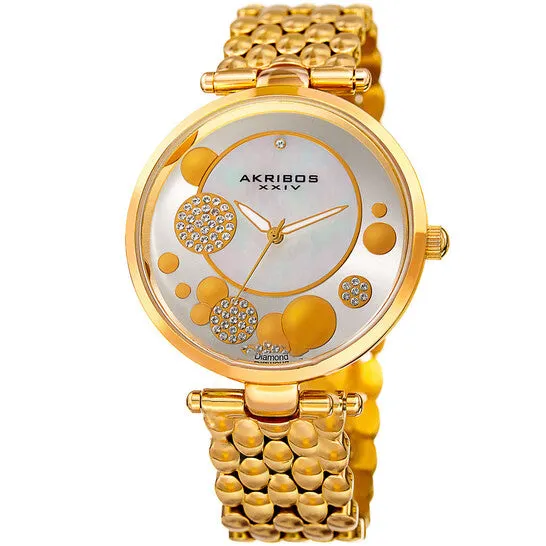 Original Akribos XXIV Mother of Pearl Dial Goldtone Diamond Ladies Watch AK963YG JMS always Rings Original Akribos XXIV Mother of Pearl Dial Goldtone Diamond Ladies Watch AK963YG JMS always Rings