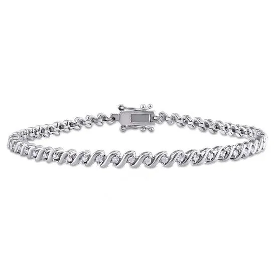 Original AMOUR 12 CT TW Diamond Sshape Tennis Bracelet In Sterling Silver JMS always Bracelets Original AMOUR 12 CT TW Diamond Sshape Tennis Bracelet In Sterling Silver JMS always Bracelets