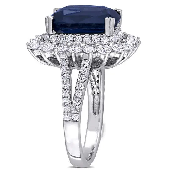 Original Amour 1 34 CT TW Diamond and 6 15 CT TGW Purple Spinel Halo Split Shank Cocktail Ring in 14k White Gold JMS always Rings Original Amour 1 34 CT TW Diamond and 6 15 CT TGW Purple Spinel Halo Split Shank Cocktail Ring in 14k White Gold JMS always Rings