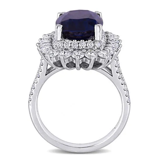 Original Amour 1 34 CT TW Diamond and 6 15 CT TGW Purple Spinel Halo Split Shank Cocktail Ring in 14k White Gold JMS always Rings Original Amour 1 34 CT TW Diamond and 6 15 CT TGW Purple Spinel Halo Split Shank Cocktail Ring in 14k White Gold JMS always Rings