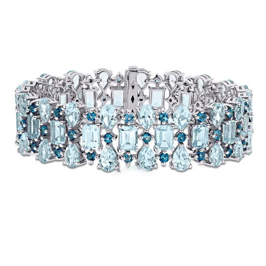 Original AMOUR 63 110 CT TGW London Sky Blue Topaz Cuff Bracelet In Sterling Silver JMS always Bracelets Original AMOUR 63 110 CT TGW London Sky Blue Topaz Cuff Bracelet In Sterling Silver JMS always Bracelets