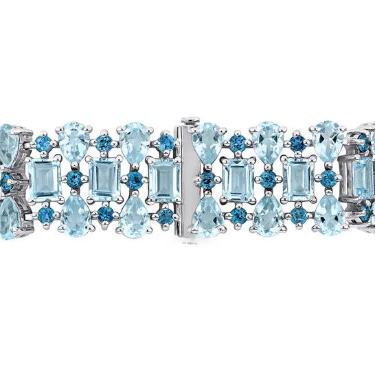 Original AMOUR 63 110 CT TGW London Sky Blue Topaz Cuff Bracelet In Sterling Silver JMS always Bracelets Original AMOUR 63 110 CT TGW London Sky Blue Topaz Cuff Bracelet In Sterling Silver JMS always Bracelets