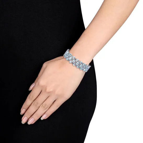 Original AMOUR 63 110 CT TGW London Sky Blue Topaz Cuff Bracelet In Sterling Silver JMS always Bracelets Original AMOUR 63 110 CT TGW London Sky Blue Topaz Cuff Bracelet In Sterling Silver JMS always Bracelets