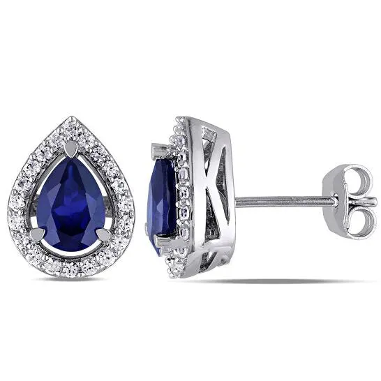 Original AMOUR Created Blue and White Sapphire Teardrop Earrings In Sterling Silver JMS always Earrings Original AMOUR Created Blue and White Sapphire Teardrop Earrings In Sterling Silver JMS always Earrings