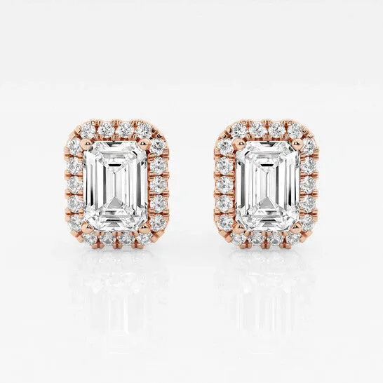 Original Brilliant Diamond 14KT Rose Gold 3 12 cttw EmeraldCut Lab Grown Diamond Halo Stud Earrings for Women FGVSSI GSI JMS always Earrings Original Brilliant Diamond 14KT Rose Gold 3 12 cttw EmeraldCut Lab Grown Diamond Halo Stud Earrings for Women FGVSSI GSI JMS always Earrings