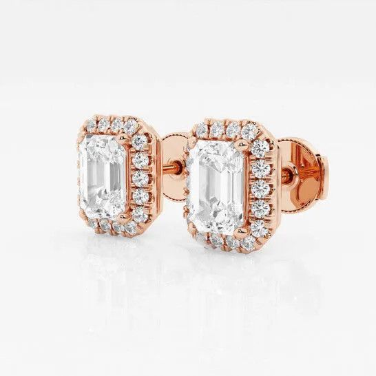 Original Brilliant Diamond 14KT Rose Gold 3 12 cttw EmeraldCut Lab Grown Diamond Halo Stud Earrings for Women FGVSSI GSI JMS always Earrings Original Brilliant Diamond 14KT Rose Gold 3 12 cttw EmeraldCut Lab Grown Diamond Halo Stud Earrings for Women FGVSSI GSI JMS always Earrings