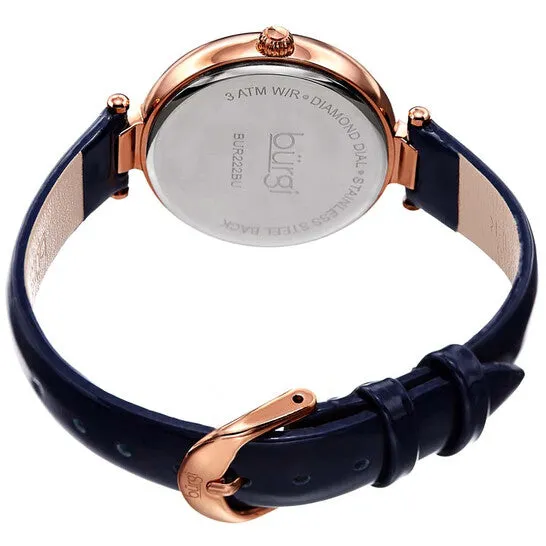 Original Burgi Ladies Engraved Argyle Diamond Dial Blue Leather Strap Watch JMS always Watches Original Burgi Ladies Engraved Argyle Diamond Dial Blue Leather Strap Watch JMS always Watches