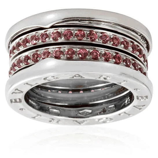 Original Bvlgari 18k White Gold Double Band Sapphire Ring Brand Size 52 JMS always Rings Original Bvlgari 18k White Gold Double Band Sapphire Ring Brand Size 52 JMS always Rings