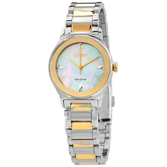 Original Citizen Diamond White Mother of Pearl Dial Ladies Twotone Watch EM073456D JMS always Rings Original Citizen Diamond White Mother of Pearl Dial Ladies Twotone Watch EM073456D JMS always Rings