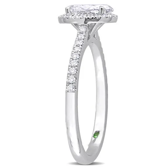 Original Created Forever 1 CT TW Oval Round Lab Created Diamond with Tsavorite Accent Halo Engagement Ring in 14k White Gold JMS always Rings Original Created Forever 1 CT TW Oval Round Lab Created Diamond with Tsavorite Accent Halo Engagement Ring in 14k White Gold JMS always Rings