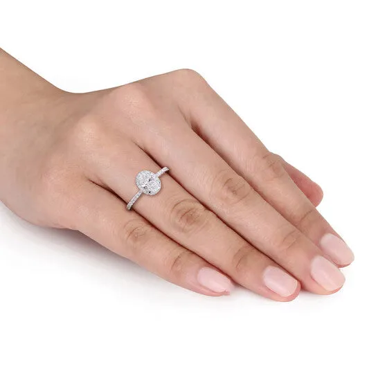 Original Created Forever 1 CT TW Oval Round Lab Created Diamond with Tsavorite Accent Halo Engagement Ring in 14k White Gold JMS always Rings Original Created Forever 1 CT TW Oval Round Lab Created Diamond with Tsavorite Accent Halo Engagement Ring in 14k White Gold JMS always Rings