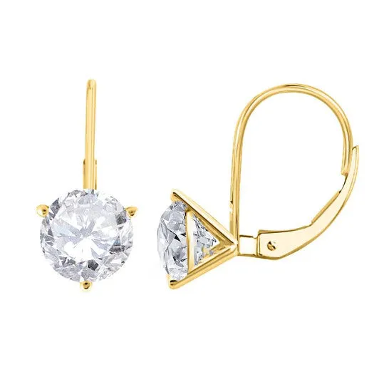 Original Maulijewels 060 Carat Round White Diamond Three Prongs Set Martini Leverback Earrings In 14K Solid Yellow Gold JMS always Earrings Original Maulijewels 060 Carat Round White Diamond Three Prongs Set Martini Leverback Earrings In 14K Solid Yellow Gold JMS always Earrings