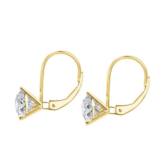 Original Maulijewels 060 Carat Round White Diamond Three Prongs Set Martini Leverback Earrings In 14K Solid Yellow Gold JMS always Earrings Original Maulijewels 060 Carat Round White Diamond Three Prongs Set Martini Leverback Earrings In 14K Solid Yellow Gold JMS always Earrings