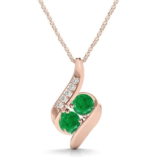 Original Maulijewels 100 Carat Round Emerald White Diamond Gemstone Pendant In 14K Rose Gold With 18 14k Rose Gold Plated Sterling Silver Box Chain JMS always Necklaces Original Maulijewels 100 Carat Round Emerald White Diamond Gemstone Pendant In 14K Rose Gold With 18 14k Rose Gold Plated Sterling Silver Box Chain JMS always Necklaces