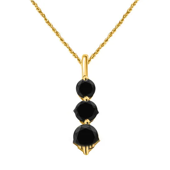 Original Maulijewels 200 Carat Round Black Diamond Three Stone Pendant Necklace In 10K Yellow Gold With 18 Gold Plated 925 Sterling Silver JMS always Necklaces Original Maulijewels 200 Carat Round Black Diamond Three Stone Pendant Necklace In 10K Yellow Gold With 18 Gold Plated 925 Sterling Silver JMS always Necklaces