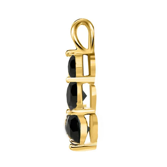 Original Maulijewels 200 Carat Round Black Diamond Three Stone Pendant Necklace In 10K Yellow Gold With 18 Gold Plated 925 Sterling Silver JMS always Necklaces Original Maulijewels 200 Carat Round Black Diamond Three Stone Pendant Necklace In 10K Yellow Gold With 18 Gold Plated 925 Sterling Silver JMS always Necklaces