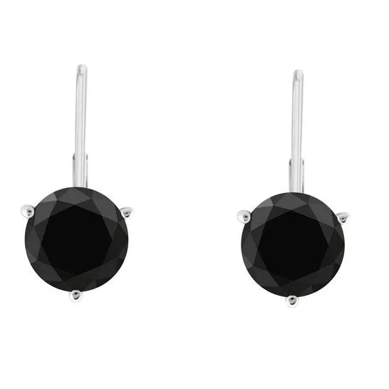 Original Maulijewels 250 Carat Black Natural Diamond Three Prong Set Martini Leverback Earrings For Womens In 14K Solid White Gold JMS always Earrings Original Maulijewels 250 Carat Black Natural Diamond Three Prong Set Martini Leverback Earrings For Womens In 14K Solid White Gold JMS always Earrings
