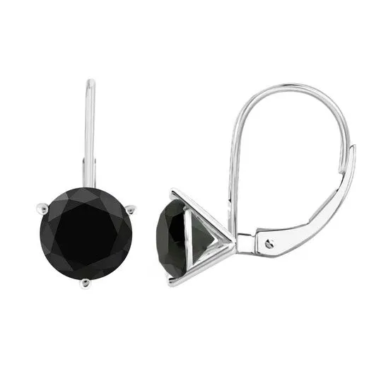 Original Maulijewels 250 Carat Black Natural Diamond Three Prong Set Martini Leverback Earrings For Womens In 14K Solid White Gold JMS always Earrings Original Maulijewels 250 Carat Black Natural Diamond Three Prong Set Martini Leverback Earrings For Womens In 14K Solid White Gold JMS always Earrings