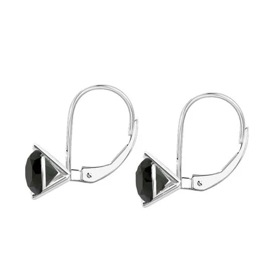 Original Maulijewels 250 Carat Black Natural Diamond Three Prong Set Martini Leverback Earrings For Womens In 14K Solid White Gold JMS always Earrings Original Maulijewels 250 Carat Black Natural Diamond Three Prong Set Martini Leverback Earrings For Womens In 14K Solid White Gold JMS always Earrings
