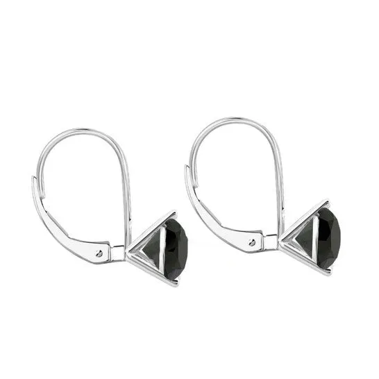 Original Maulijewels 250 Carat Black Natural Diamond Three Prong Set Martini Leverback Earrings For Womens In 14K Solid White Gold JMS always Earrings Original Maulijewels 250 Carat Black Natural Diamond Three Prong Set Martini Leverback Earrings For Womens In 14K Solid White Gold JMS always Earrings