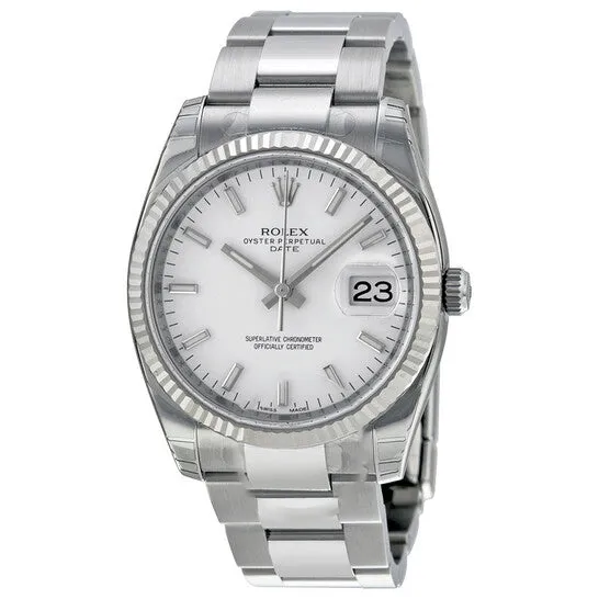 Original Rolex Oyster Perpetual Date 34 White Dial Stainless Steel Bracelet Automatic Mens Watch 115234WSO JMS always Bracelets Original Rolex Oyster Perpetual Date 34 White Dial Stainless Steel Bracelet Automatic Mens Watch 115234WSO JMS always Bracelets