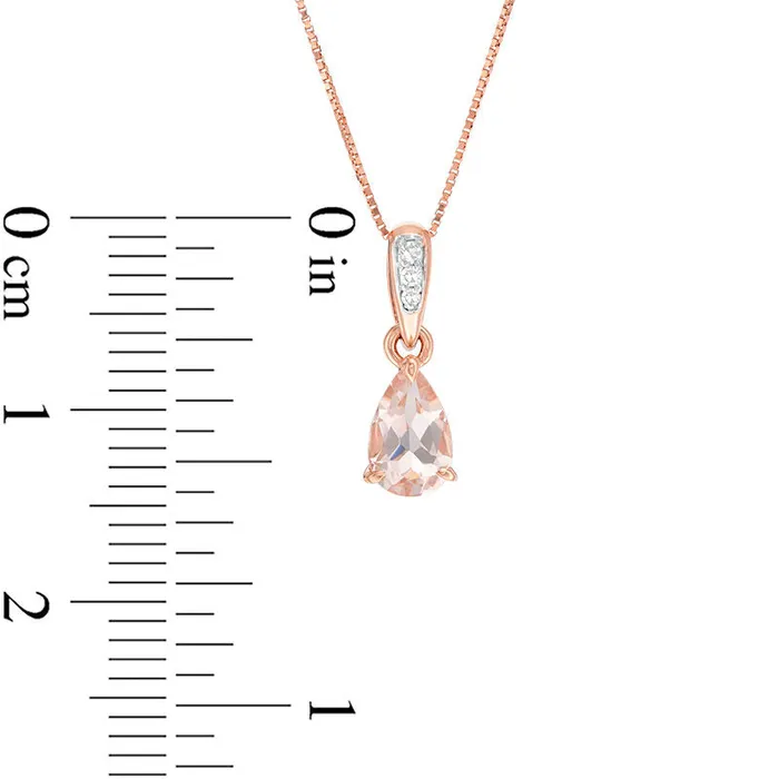 PearShaped Morganite and Natural Diamond Accent Pendant in 10K Rose Gold Goldia Necklaces PearShaped Morganite and Natural Diamond Accent Pendant in 10K Rose Gold Goldia Necklaces