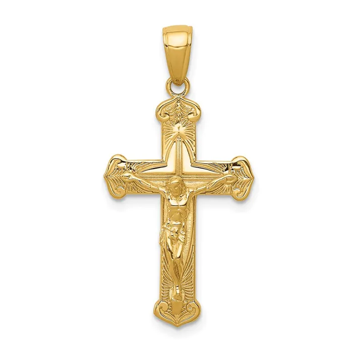 PreStyled Sets 14k Yellow Gold Gold Polished Textured Crucifix Pendant Goldia PreStyled Sets 14k Yellow Gold Gold Polished Textured Crucifix Pendant Goldia