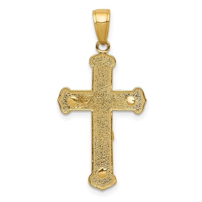 PreStyled Sets 14k Yellow Gold Gold Polished Textured Crucifix Pendant Goldia